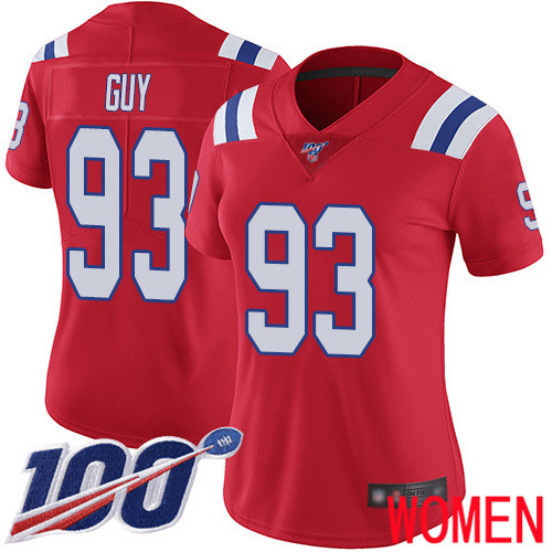 New England Patriots Football #93 100th Season Limited Red Women Lawrence Guy Alternate NFL Jersey